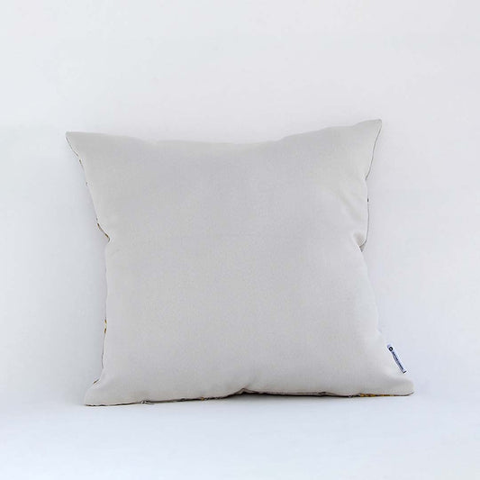 Back view of plain white cushion cover showing smooth fabric finish concealed stitching and clean minimal home decor look.