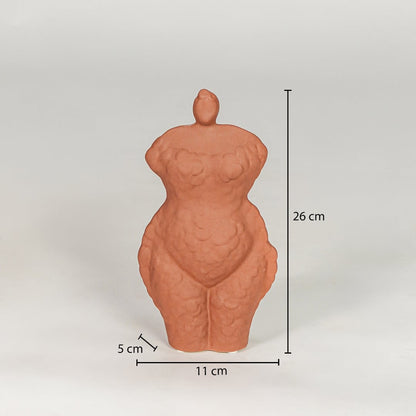 Terracotta ceramic decor sculpture size 26 cm height 11 cm width 05 cm depth decorative showpiece for table styling.