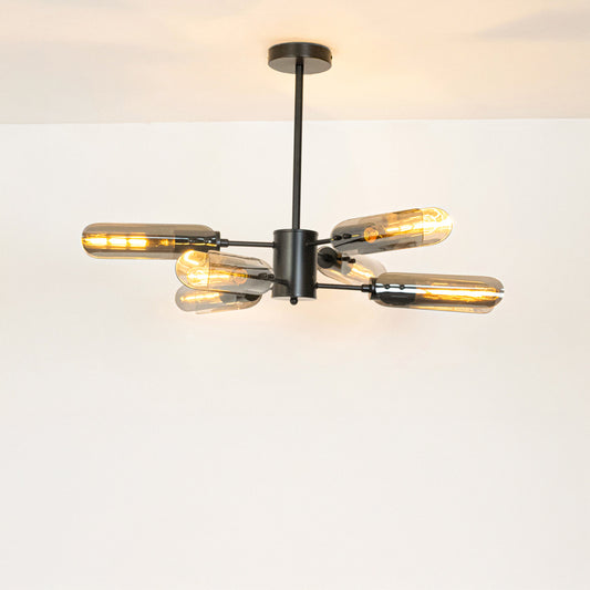 Sculptural 6-Light Chandelier - Chrome