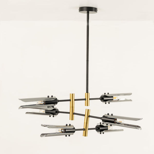 Sculptural Linear Chandelier - Black
