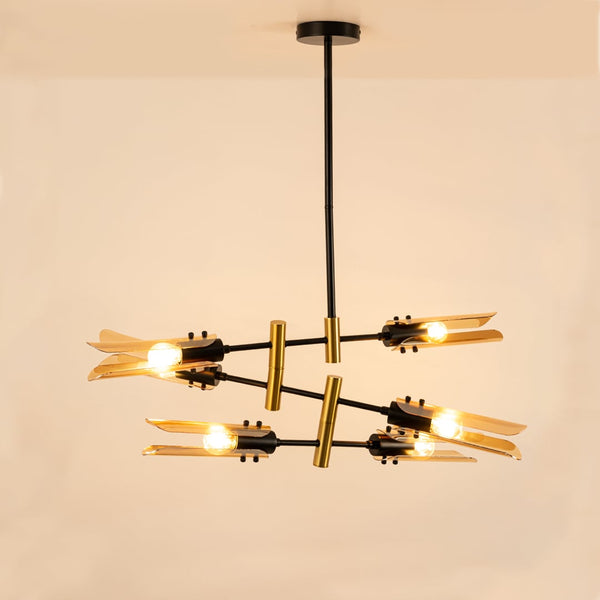 Sculptural Linear Chandelier - Gold
