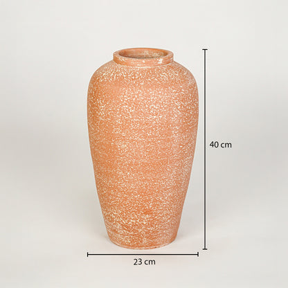 Dimension image of peach ceramic floor vase measuring 40 cm for modern home decor with matte finish styling.