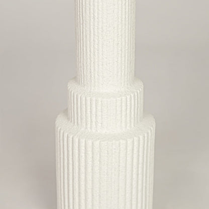 shaft white ribbed ceramic vase large closeup