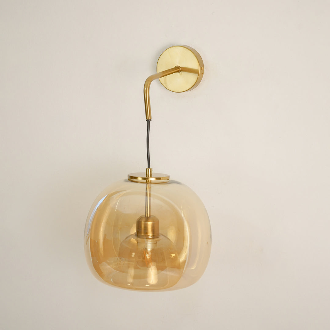 Single Head Golden GLass & Metal Wall Lamp