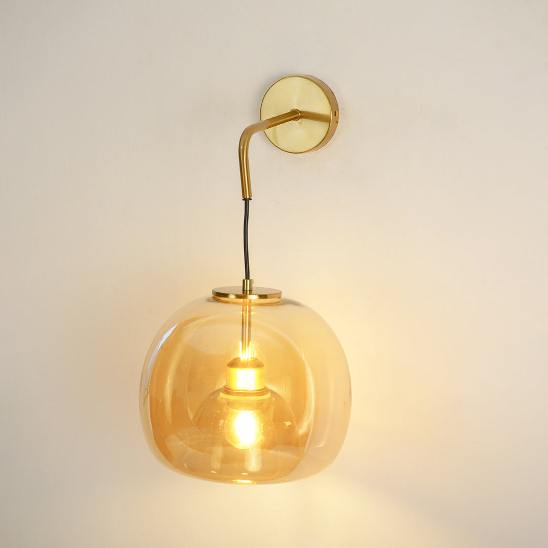 Single Head Golden GLass & Metal Wall Lamp