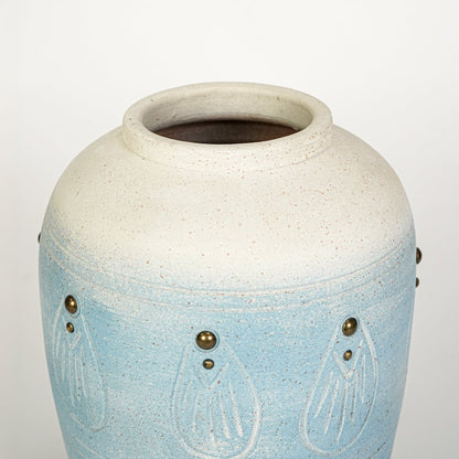 sky stone terracotta vase small closeup