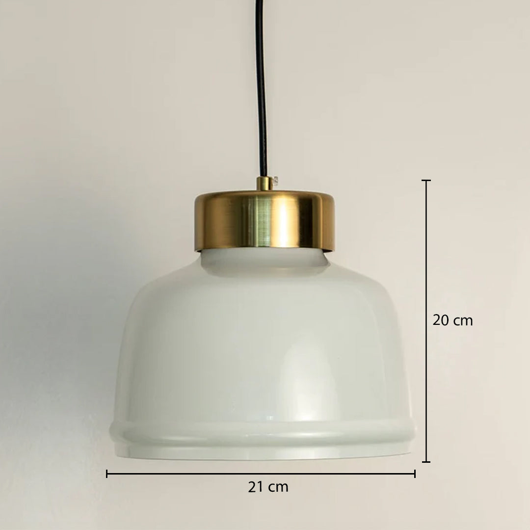 Sleek Dome Brass & Milk White Pendant Light