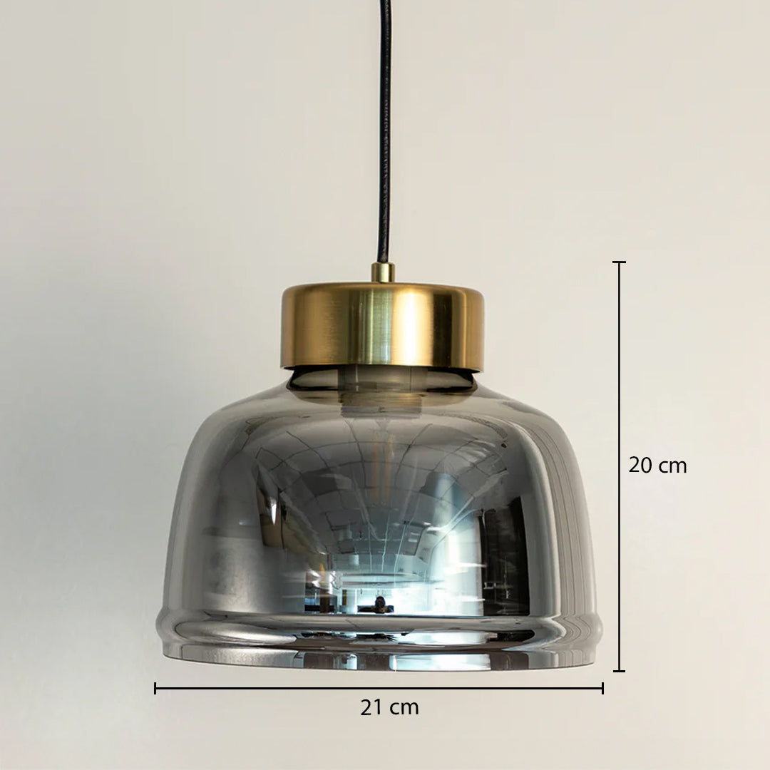 Sleek Dome Brass & Smoky Pendant Light