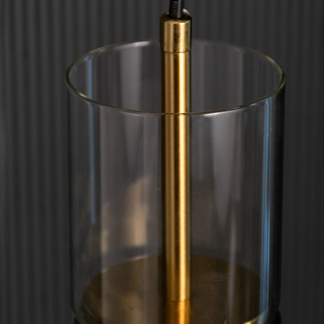 Sleek Glass Tube Hanging Pendant Lamp Closeup