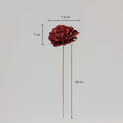 Red sola flower stick dimensions 30 cm stem and 7.5 cm bloom is an artificial decorative flower for home decor and events.