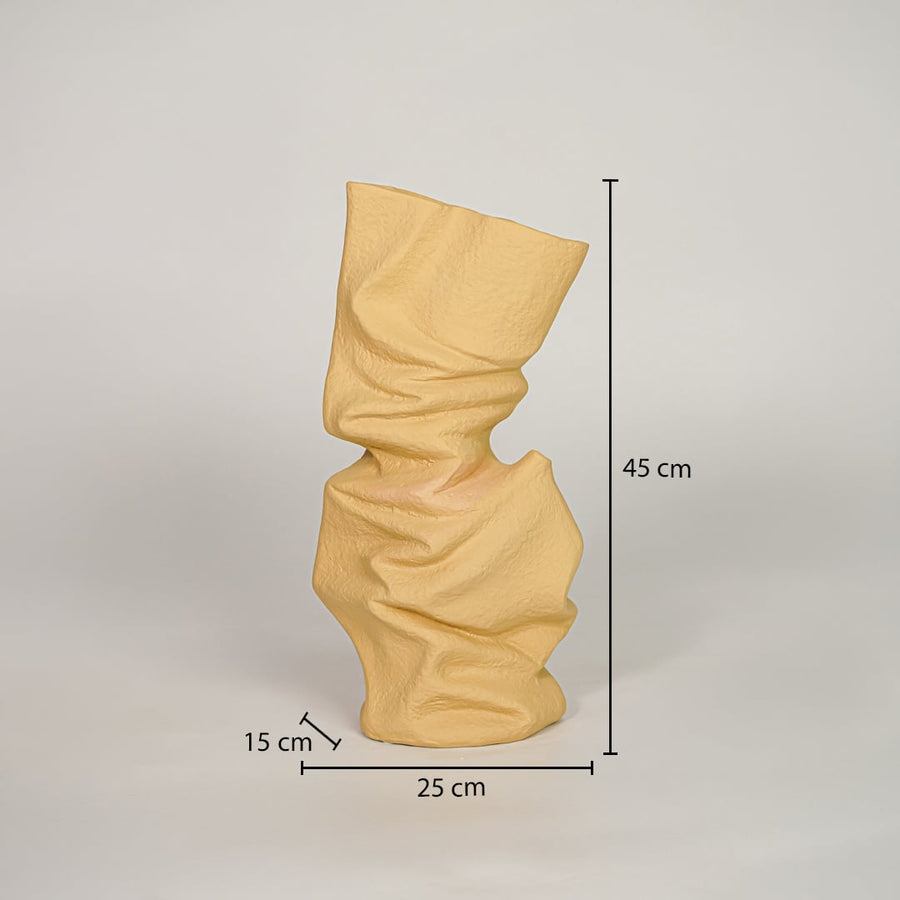 sorting hat crumpled ceramic vase yellow dimensions