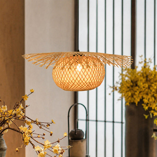 Spiderweb Globe Bamboo Hanging Lamp