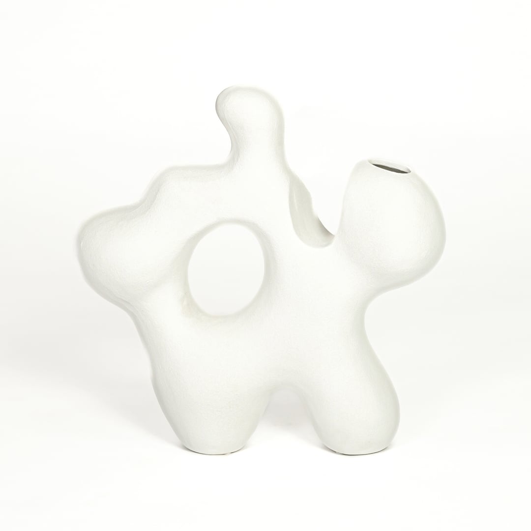 sporadic white ceramic vase white background