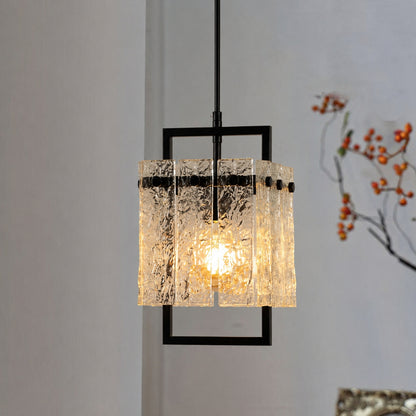 Modern wall light with crystal glass shade and black frame enhancing sophisticated home decor.