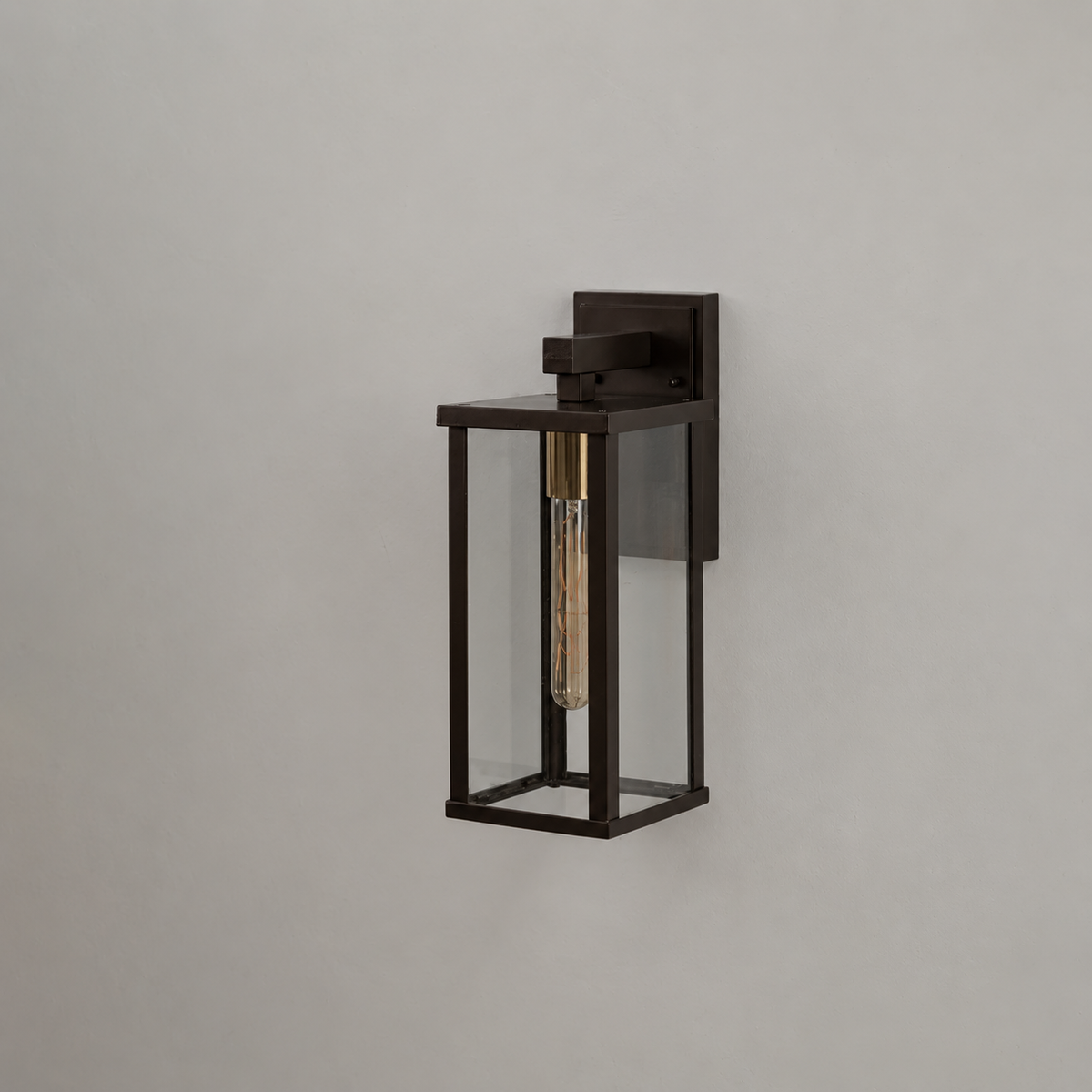 Square Outdoor Brown Wall Light - Large