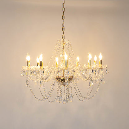 Stemma Cognac Glass 10-Light Crystal Chandelier - Transparent & Gold