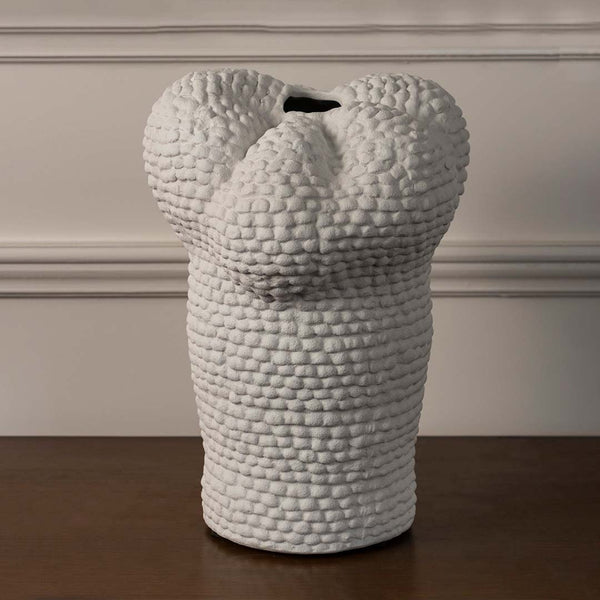 Stepped Ceramic White Vase