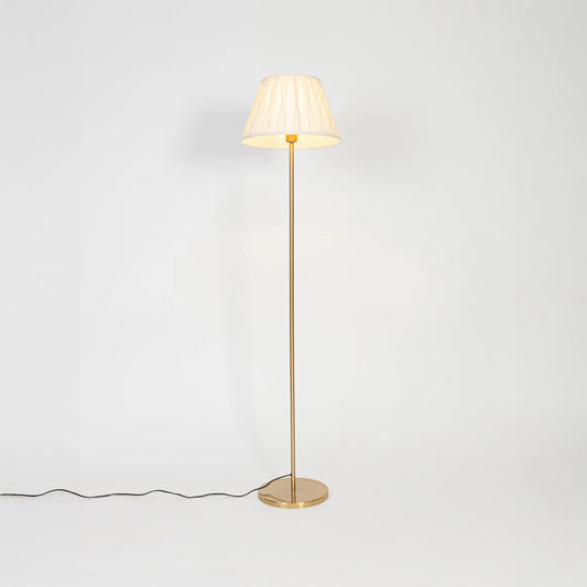 Stilo Linear Gold Floor Lamp with Pleated Tapered Shade