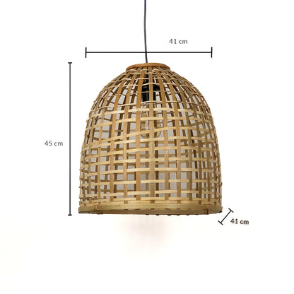 Bamboo pendant light with 45 cm height and 41 cm width ideal for kitchen dining or living room decoration.