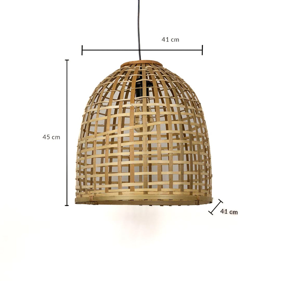 Bamboo pendant light with 45 cm height and 41 cm width ideal for kitchen dining or living room decoration.
