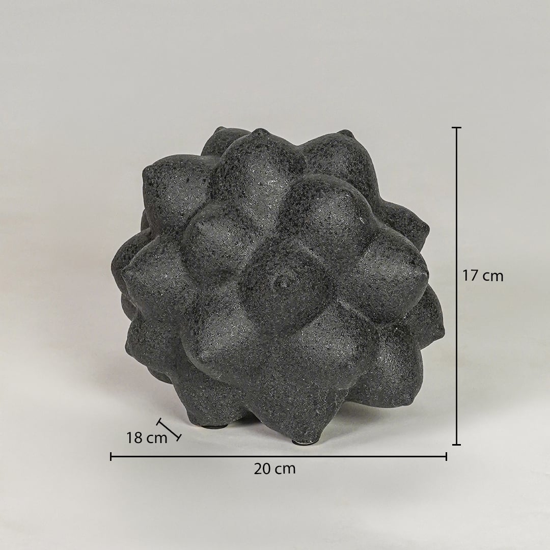 Black ceramic decor sculpture size 17 cm height 20 cm width 18 cm depth modern decorative showpiece for table styling.