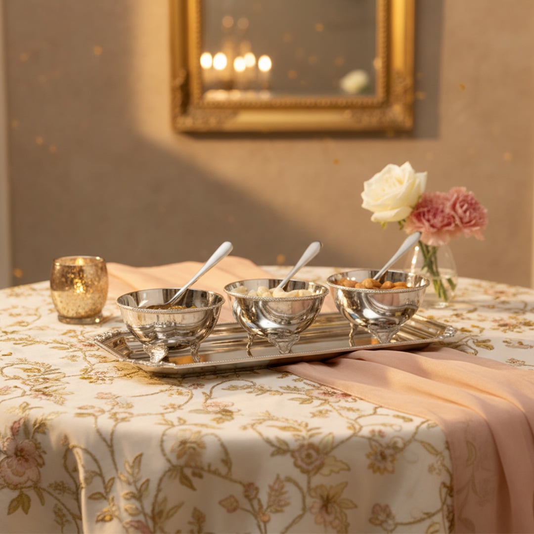 sukosha brass dry fruit serving tray set of 7 for dinnig room lifestyle