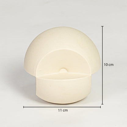 Cream ceramic decor sphere dimension image showing 10 cm height and 11 cm width ideal for compact tabletop placement.
