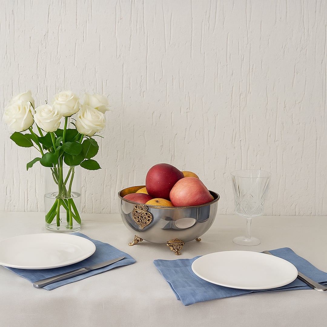 svadika brass and steel fruit bowl main lifestyle