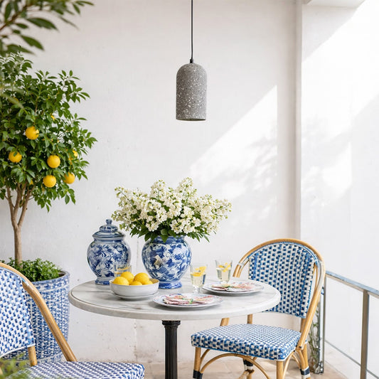 terrazzo cement pendant light black dark grey main lifestyle