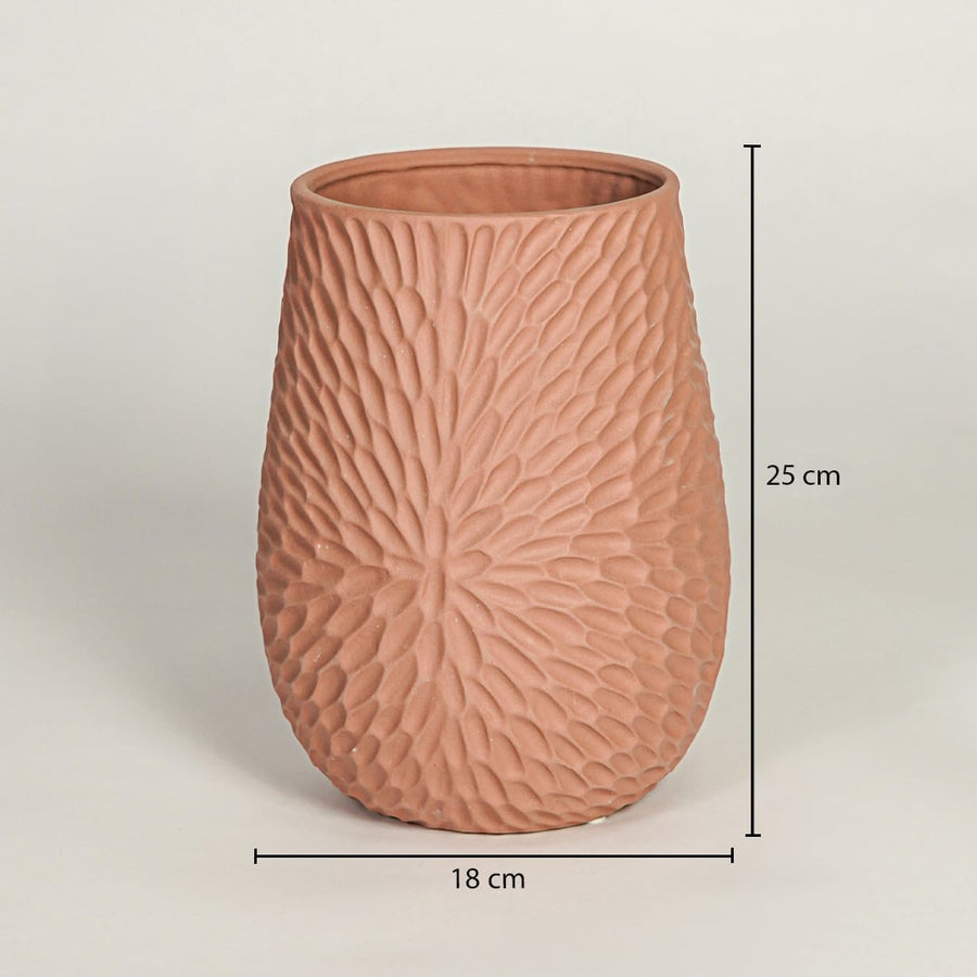 Green ceramic double tube vase size height 24 cm width 12 cm depth 8 cm shown in measurement reference image.