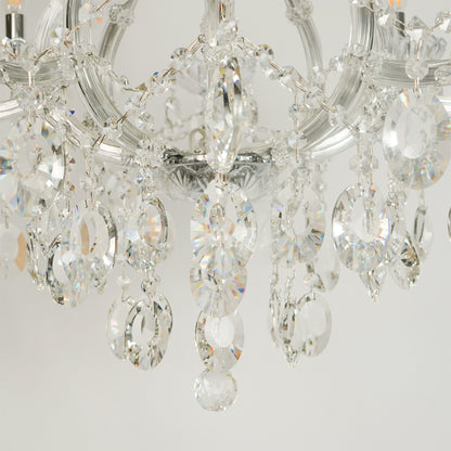 Closeup image of topaz cut-crystal chandelier for elegant living room decor styling with beautiful crystal accents.