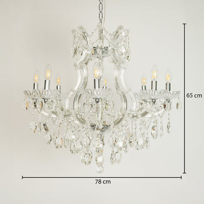 Dimension image of topaz cut-crystal chandelier for modern dining room decor styling with precise size measurement.
