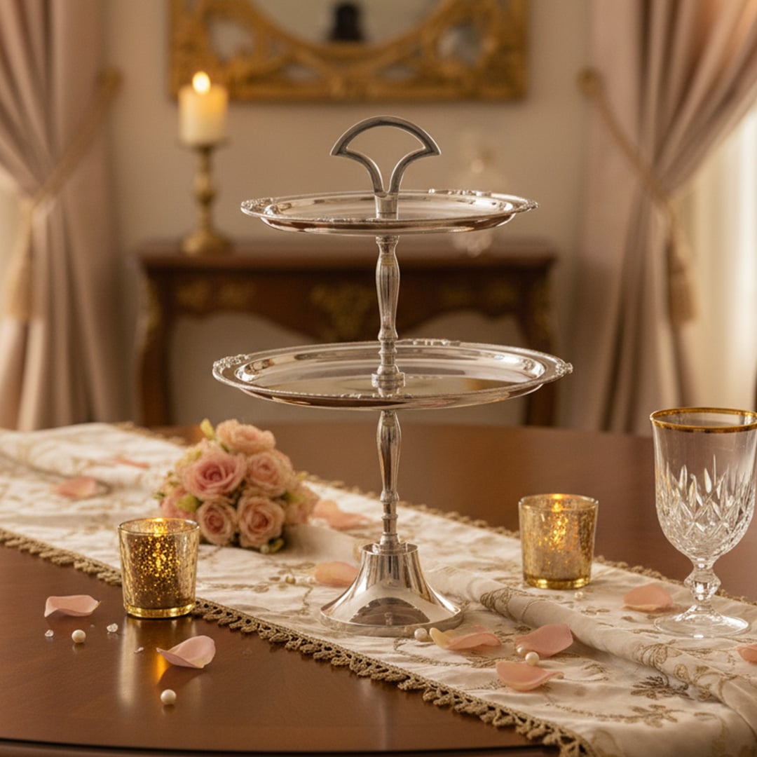 toran two tiered serving stand for dinnig room lifestyle