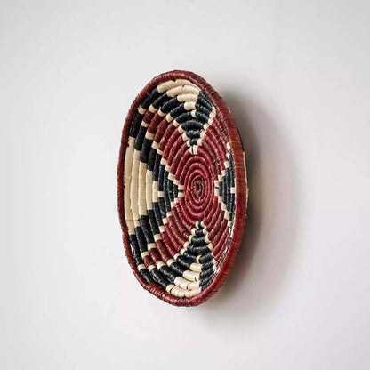 Tribus Handwoven Sabai Grass Hanging Wall Basket - Red