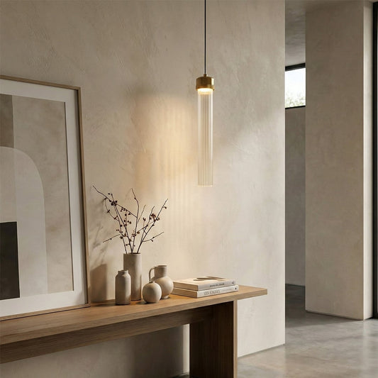 tube pendant light brass glass main lifestyle