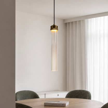 Tube Pendant Light - Brass & Glass