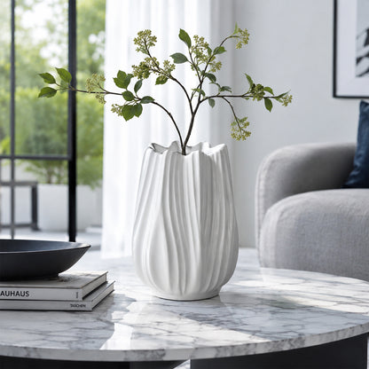Tulip White Ceramic Flower Vase - Large
