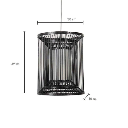 Cylindrical wire pendant light dimension image showing height 39 cm and width 30 cm for accurate size reference.