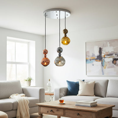 Umbra 3-Light Round Cluster Pendant Light With Chrome Ceiling Plate