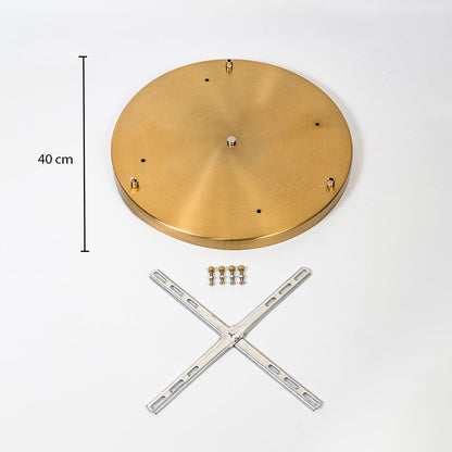 Gold metal ceiling mounting plate dimension image with 40 cm width for pendant light installation.