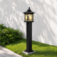 Traditional black aluminum garden lawn post pillar light for backyard pathway walkway outdoor landscape decoration styling.
