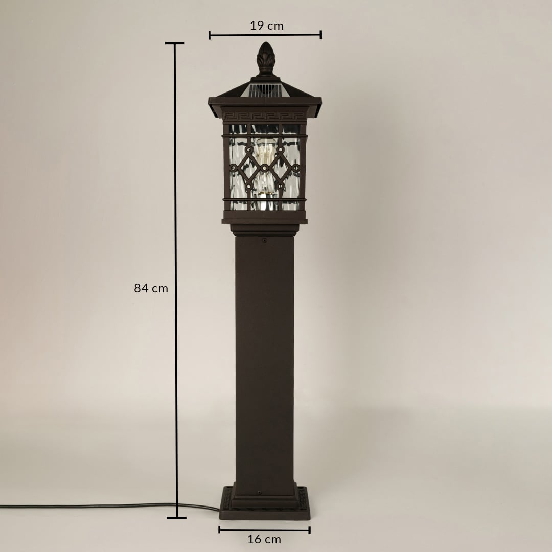 Black outdoor gate light dimension image with 94 cm height and 20 cm width for exterior decor use.