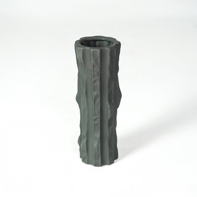 Veld Black Ceramic Candle Holder - Large