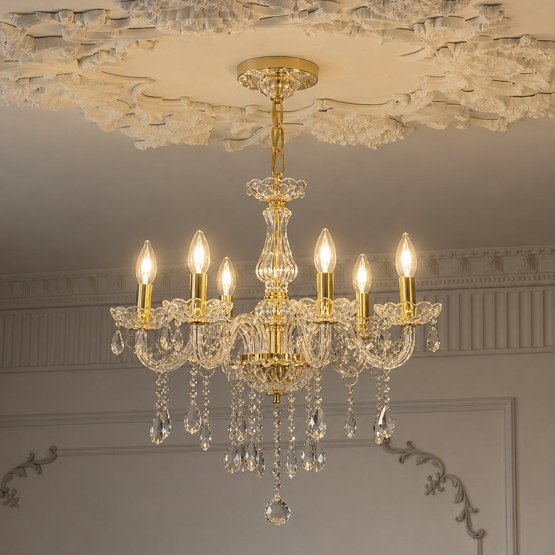 Velora 6-Light Candle Chandelier - Gold