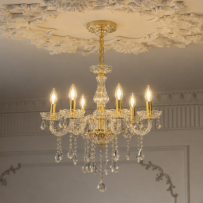 Velora 6-Light Candle Chandelier - Gold