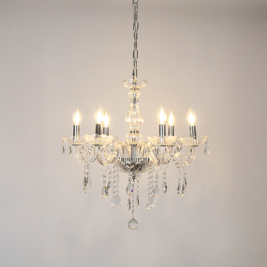 Velora 6-Light Candle Chandelier - Silver