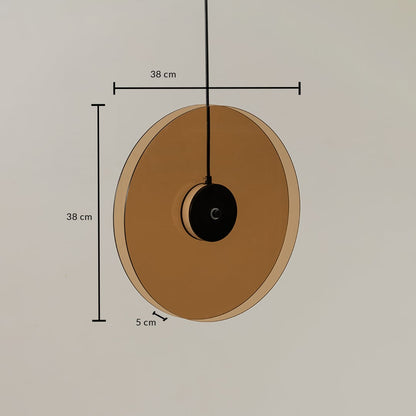 Vertical Gold Glass Double Disk Hanging Pendant Light Dimensions