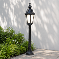 Classic black aluminum garden lamp post light for outdoor pathway walkway illumination and landscape decoration styling.