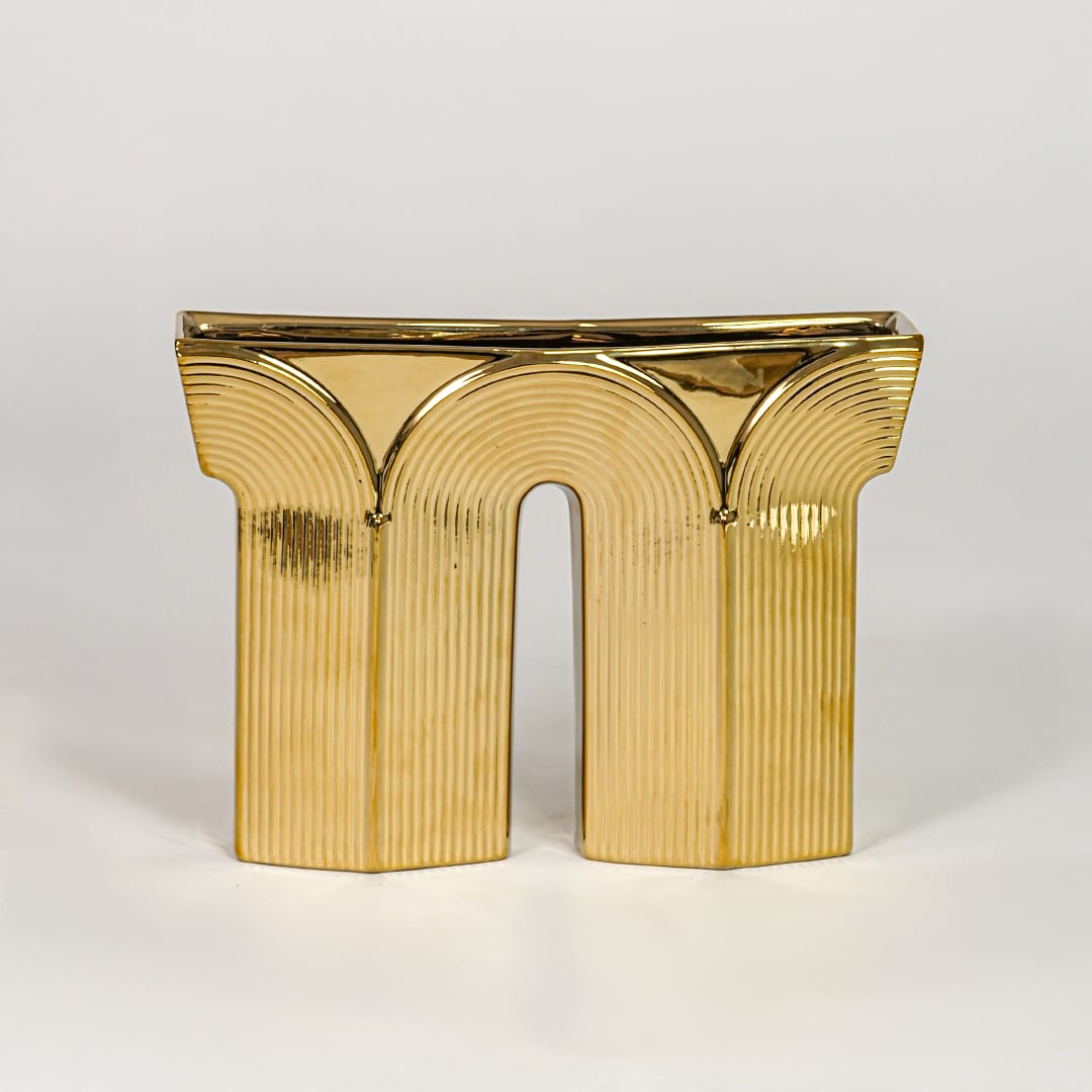 Gold metal decorative sculpture modern designer showpiece for table console shelf living room home decor styling.