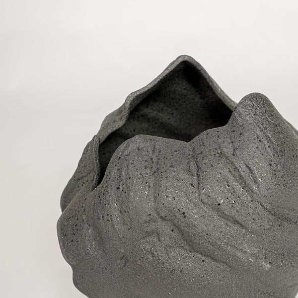 Vintage Cast Black Ceramic Vase